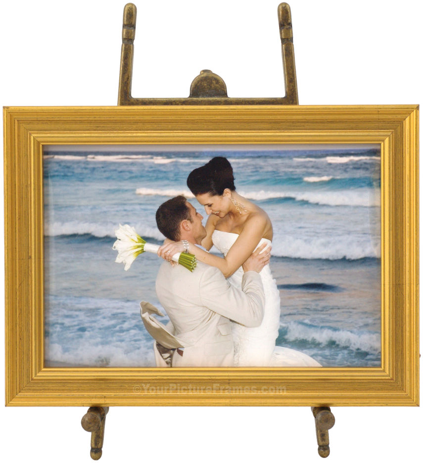 small simple antique brass picture frame stand