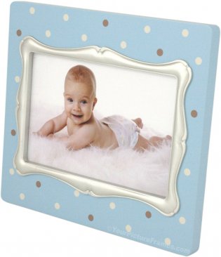 Blue Polka Dot Baby Picture Frame