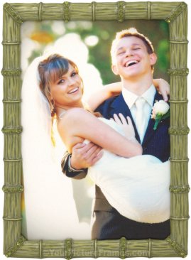 Bamboo Jeweled Green Picture Frame