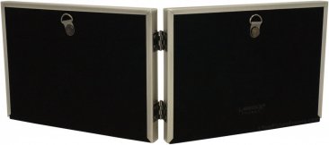 Brushed Pewter Hinged Horizontal Double Picture Frame
