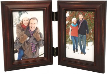 Weathered Antique Brown Double Picture Frame
