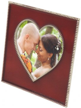Red Beaded Heart Picture Frame