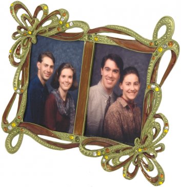 Multi Colored Jeweled Double Picture Frame