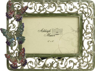 Triple Butterfly Jeweled Picture Frame