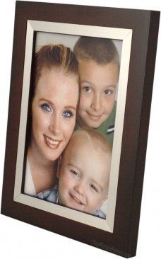 Walnut and Silver Metal Bezel Wood Picture Frame