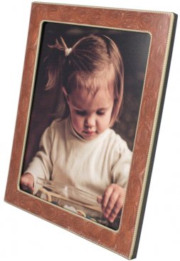 Beaded Swirled Soft Brown Picture Frame