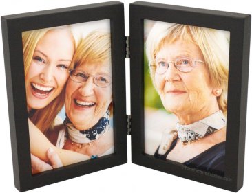 Simple Wood Black Double Picture Frame