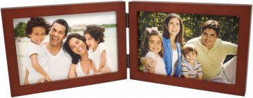 Simple Wood Walnut Horizontal Double Picture Frame