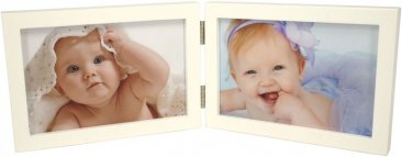 Simple Wood White Horizontal Double Picture Frame