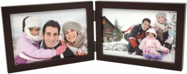 Simple Wood Espresso Horizontal Double Picture Frame