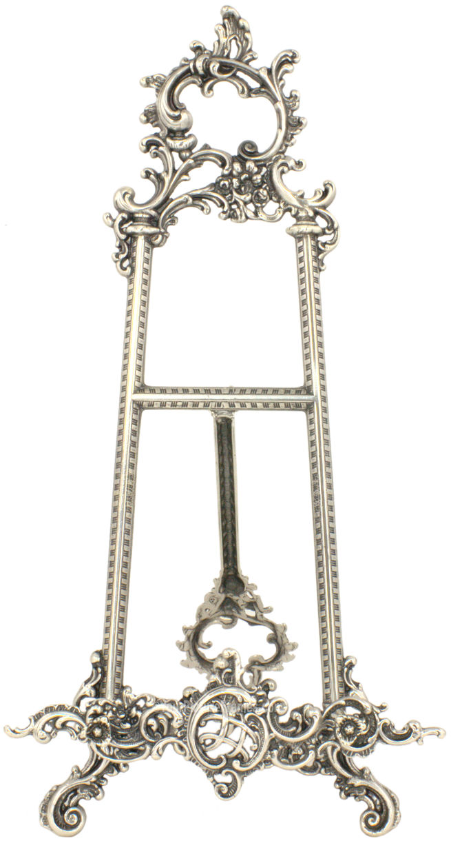 Intricate Reticulated Silver Picture Frame Easel Stand