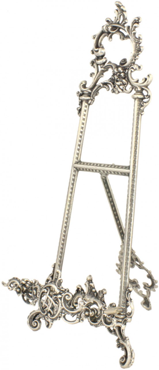 Intricate Reticulated Silver Picture Frame Easel Stand