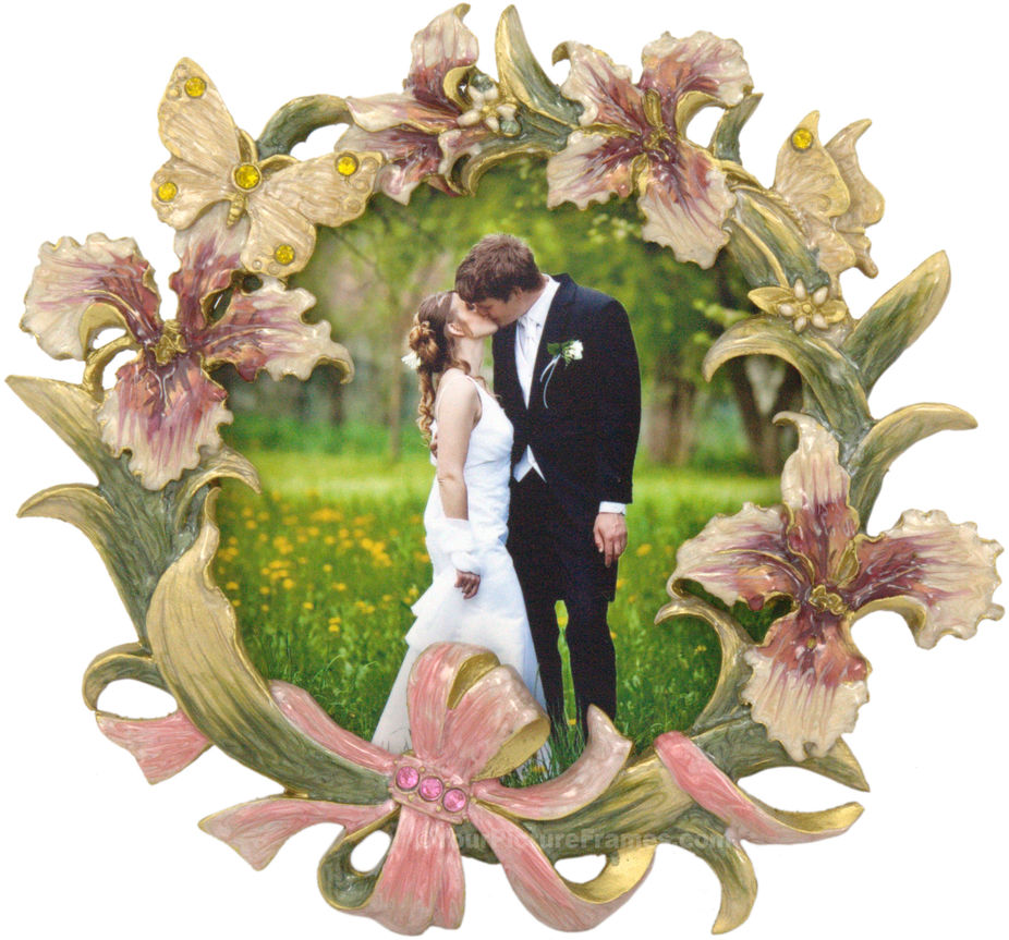 Flower Garden Round Picture Frame