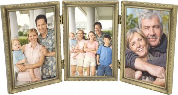 Brushed Brass Beaded Triple Picture Frame