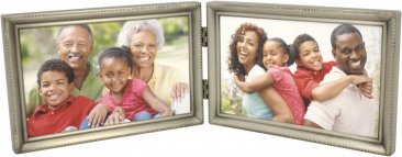 Brushed Pewter Horizontal Double Picture Frame