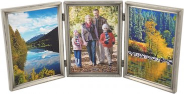 Brushed Pewter Triple Picture Frame with Beading