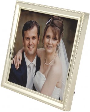Beaded Narrow Silver Plated Square Picture Frame