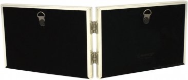 Beaded Narrow Silver Plated Horizontal Double Picture Frame