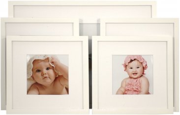 Set of 5 White Matted Gallery Picture Frames