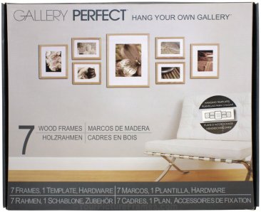 Set of 7 Natural Matted Gallery Picture Frames