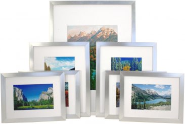 Set of 7 Silver Matted Gallery Picture Frames