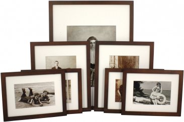 Set of 7 Walnut Matted Gallery Picture Frames