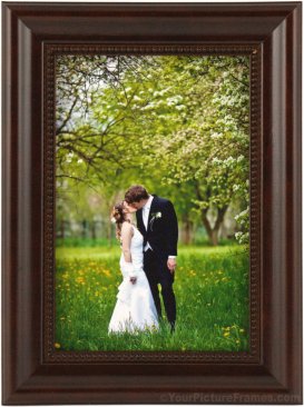 Dark Mahogany Beaded Wood Picture Frame