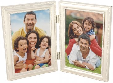Silver Bead Double Picture Frame