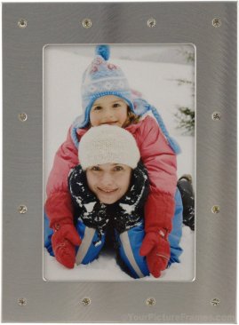 Satin Silver Jeweled Picture Frame