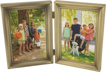 Antique Brushed Brass Hinged Double Picture Frame