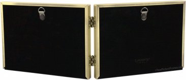 Antique Brushed Brass Hinged Horizontal Double Picture Frame