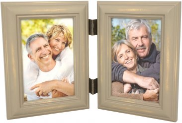 Weathered Antique Grey Double Picture Frame