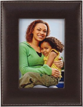 Brown Saddle Stitched Leather Picture Frame