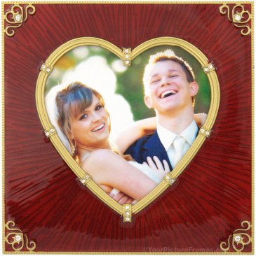 Red Golden Heart Picture Frame