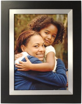 Black and Silver Metal Bezel Wood Picture Frame