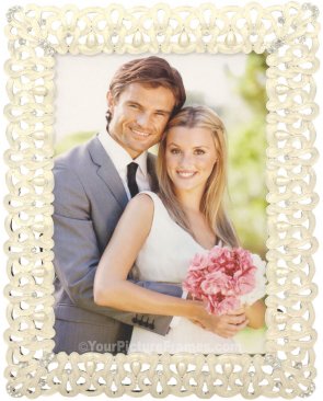 Past Times White Jeweled Picture Frame