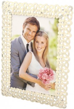 Past Times White Jeweled Picture Frame