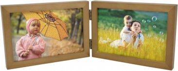 Simple Wood Nutmeg Horizontal Double Picture Frame