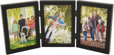Simple Wood Black Triple Picture Frame