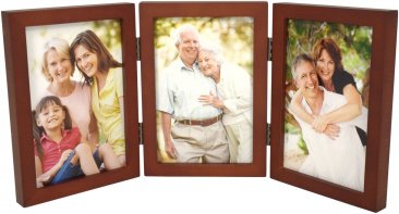 Simple Wood Walnut Triple Picture Frame