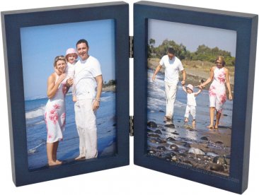 Simple Wood Blue Double Picture Frame