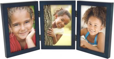 Simple Wood Blue Triple Picture Frame