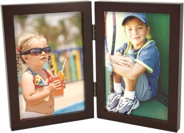 Simple Wood Espresso Double Picture Frame