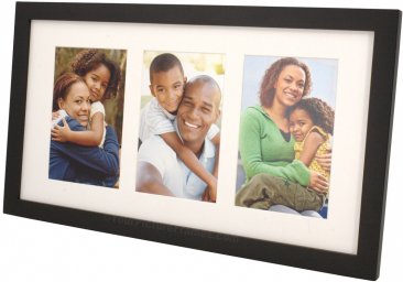 Simple Black Wood Matted Triple Picture Frame