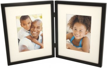 Simple Wood Black Hinged Double Picture Frame