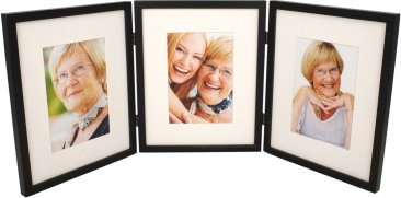 Simple Wood Black Hinged Triple Picture Frame