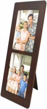 Contemporary Walnut Double Picture Frame