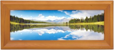 Contoured Stained Wood Teak Panoramic Picture Frame