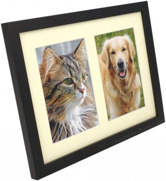 Black Wood Matted Double Picture Frame