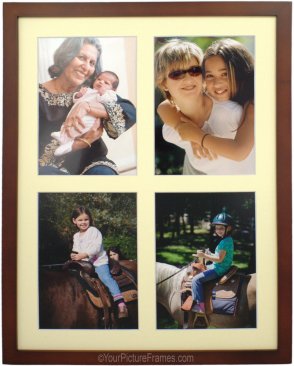 Dark Walnut Wood 4 Opening Collage Picture Frame